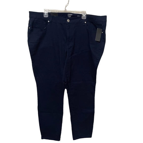Crown and ivy Montauk weekend signature pants navy size 24 NWT curvy skinny leg - Picture 1 of 5